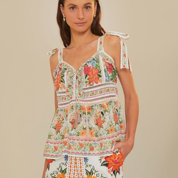 FARM Rio Bloom Garden Short Tropical Floral Birds Embroidery - Picture 4 of 9